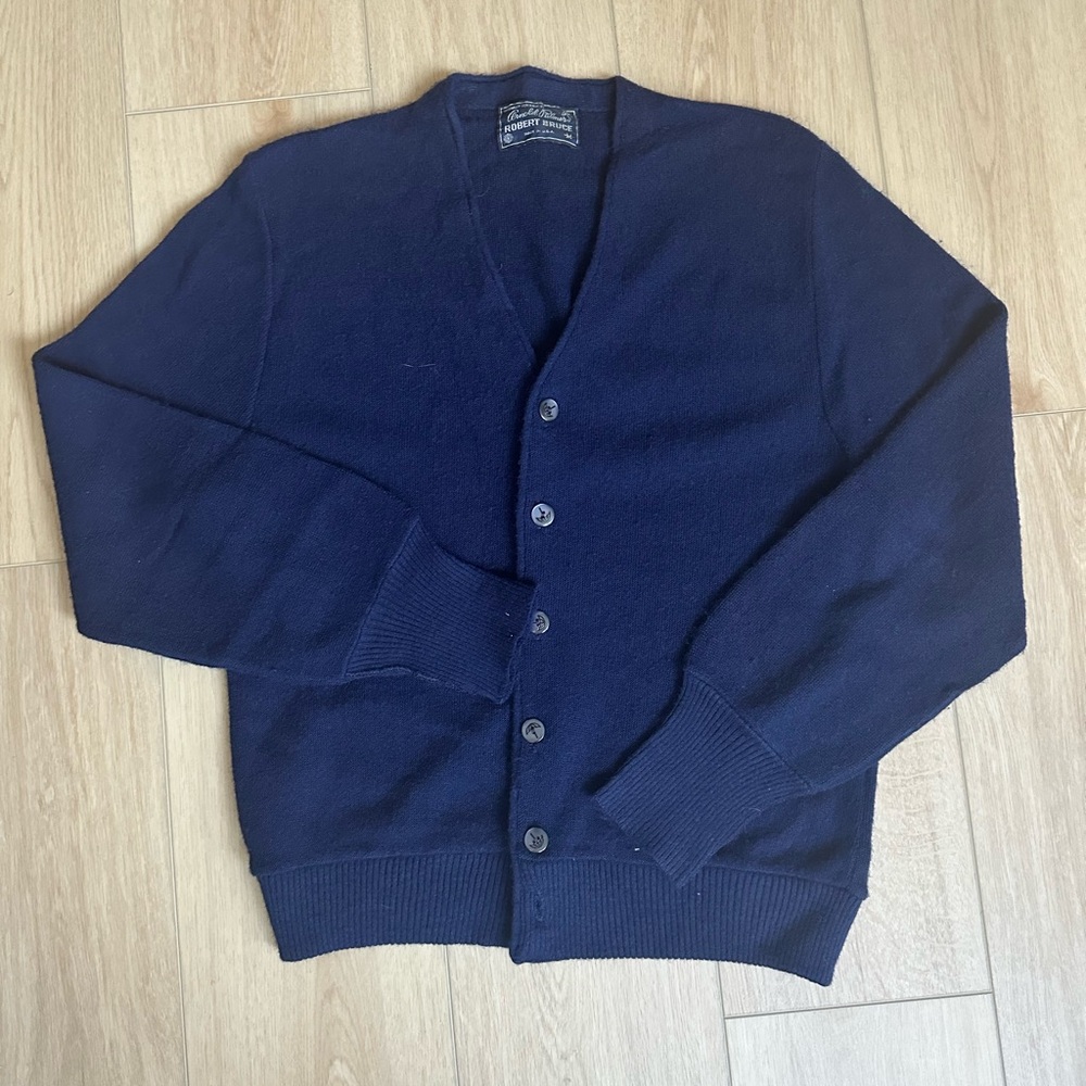 Navy Blue Wool Cardigan